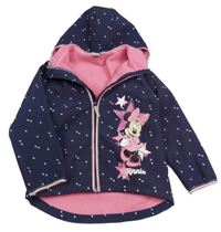 Tmavomodrá softshellová bunda s Minnie a hvězdičkami a kapucí zn. Disney
