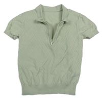 Světleolivové vzorované pletené polo tričko Matalan