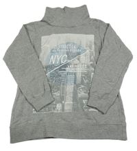 Šedá melírovaná mikina s potiskem města a komínovým límcem ARIZONA