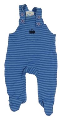 Modré pruhované dupačky s kapsou s autíčkem Topomini