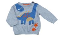 Modrý melírovaný svetr s dinosaurem Bluezoo