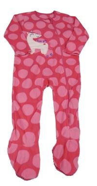 Tmavorůžový puntíkatý fleecový overal s jednorožcem St. Bernard