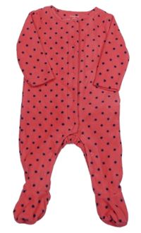 Jahodový puntíkatý fleecový overal F&F