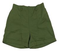 Tmavokhaki šusťákové kraťasy SHEIN