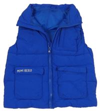 Cobaltově modrá prošívaná šusťáková zateplená vesta s nápisem St. Bernard