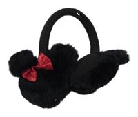 Černé kožešinové klapky na uši - Minnie Disney
