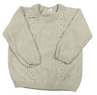 Světlešedý vlněný svetr s copánkovým vzorem H&M