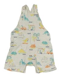 Bílé teplákové laclové kraťasy s dinosaury Mothercare