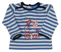 Modro-bílé pruhované triko s třešněmi Topolino