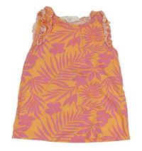 Oranžovo-růžový květovaný top s listy H&M