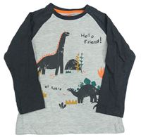 Světlešedo-tmavošedé triko s dinosaury F&F