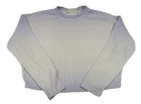 Bílo-lila ombré žebrovaná úpletová crop mikina H&M