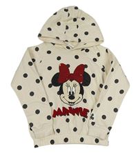 Smetanová puntíkatá mikina s Minnie s flitry a kapucí M&S