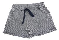 Tmavomodro-šedé pruhované bavlněné kraťasy Petit Bateau