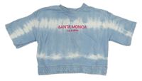 Světlemodro-bílá batikovaná crop mikina s nápisem zn. Primark