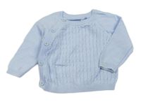 Světlemodrý propínací svetr s copánkovým vzorem Mothercare