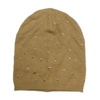 Hnědá pletená čepice s hvězdami a kamínky Page One Young
