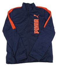 Tmavomodro-červená sportovní propínací mikina s logem Puma