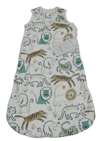 Nové - Bílý podšitý spací pytel s kočkovitými šelmami Next