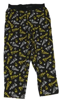 Černé capri legíny s nápisy a srdíčky BPC