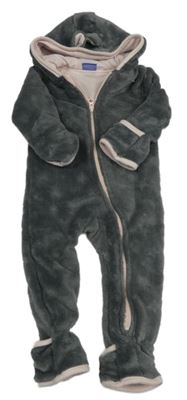 Tmavošedá chlupatá podšitá kombinéza s hvězdami a kapucí Lupilu