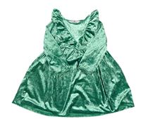 Zelené sametové šaty s volánkem H&M