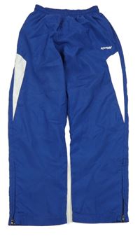 Tmavomodro-bílé šusťákové podšité kalhoty