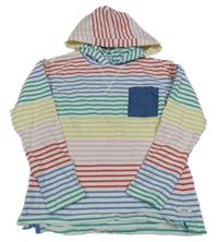 Bílo-barevné pruhované mikinotriko s kapsou a kapucí Joules