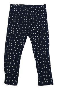 Tmavomodré puntíkaté žebrované legíny Tu