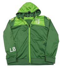 Zelená sportovní propínací mikina s potiskem a kapucí