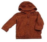 Hnědá propínací mikina se zvířaty a kapucí George