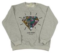 Šedá melírovaná mikina s diamantem z překlápěcích flitrů Zara