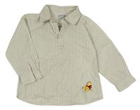 Smetanovo-khaki pruhovaná polo košile s Púem H&M