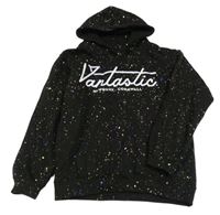 Černá skvrnitá mikina s nápisem a kapucí AWDis