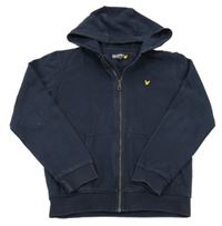 Tmavomodrá propínací mikina s nášivkou a kapucí Lyle&Scott
