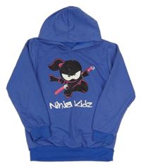 Modrofialová lehká mikina s ninjou a kapucí