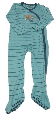 Modro-tmavomodrý pruhovaný overal s autem Pusblu