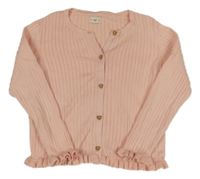 Růžový žebrovaný propínací svetr F&F