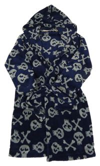 Tmavomodrý chlupatý župan s lebkami a kapucí John Lewis