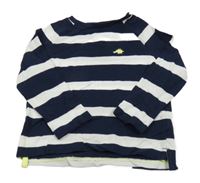 Tmavomodro-bílé pruhované triko s výšivkou F&F