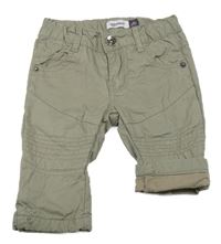 Hnědé plátěné podšité kalhoty