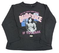 Antracitové triko s potiskem - Beetlejuice Zara