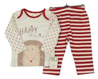Nové - Bílo-červené pyžamo s ježkem Mothercare