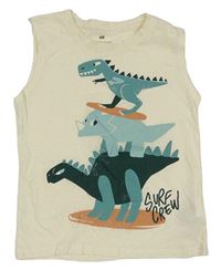 Krémové tílko s dinosaury H&M