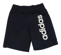 Tmavomodré sportovní funkční kraťasy s nápisem Adidas