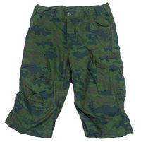 Zeleno-modré army plátěné kraťasy s kapsami kids