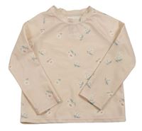 Světlerůžové UV triko s květy H&M