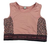 Starorůžovo-černý vzorovaný sportovní crop top zn. Tu