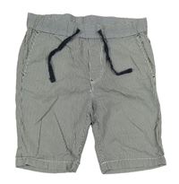 Bílo-tmavomodré pruhované plátěné kraťasy H&M