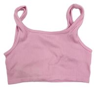 Růžový žebrovaný sportovní crop top Primark